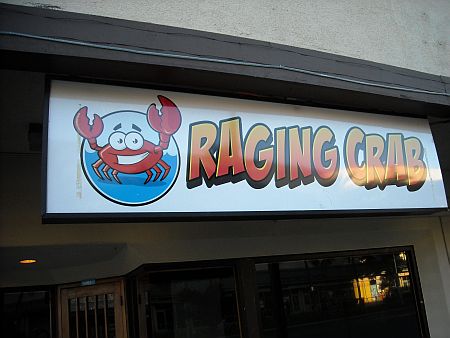 Raging crab has goofy grin.